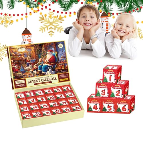 Weppduk Weihnachts-Countdown-Puzzles,Adventskalender 2024-Puzzles | 1008 Teile Vintage-Urlaubspuzzle - 24-Tage-Countdown-Kalender, Weihnachts-Countdown-Kalender, festliche, lustige