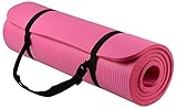 Signature Fitness Allzweck-Yogamatte mit Tragegurt, extra dick, hohe Dichte, reißfest, 1,27 cm, Rosa