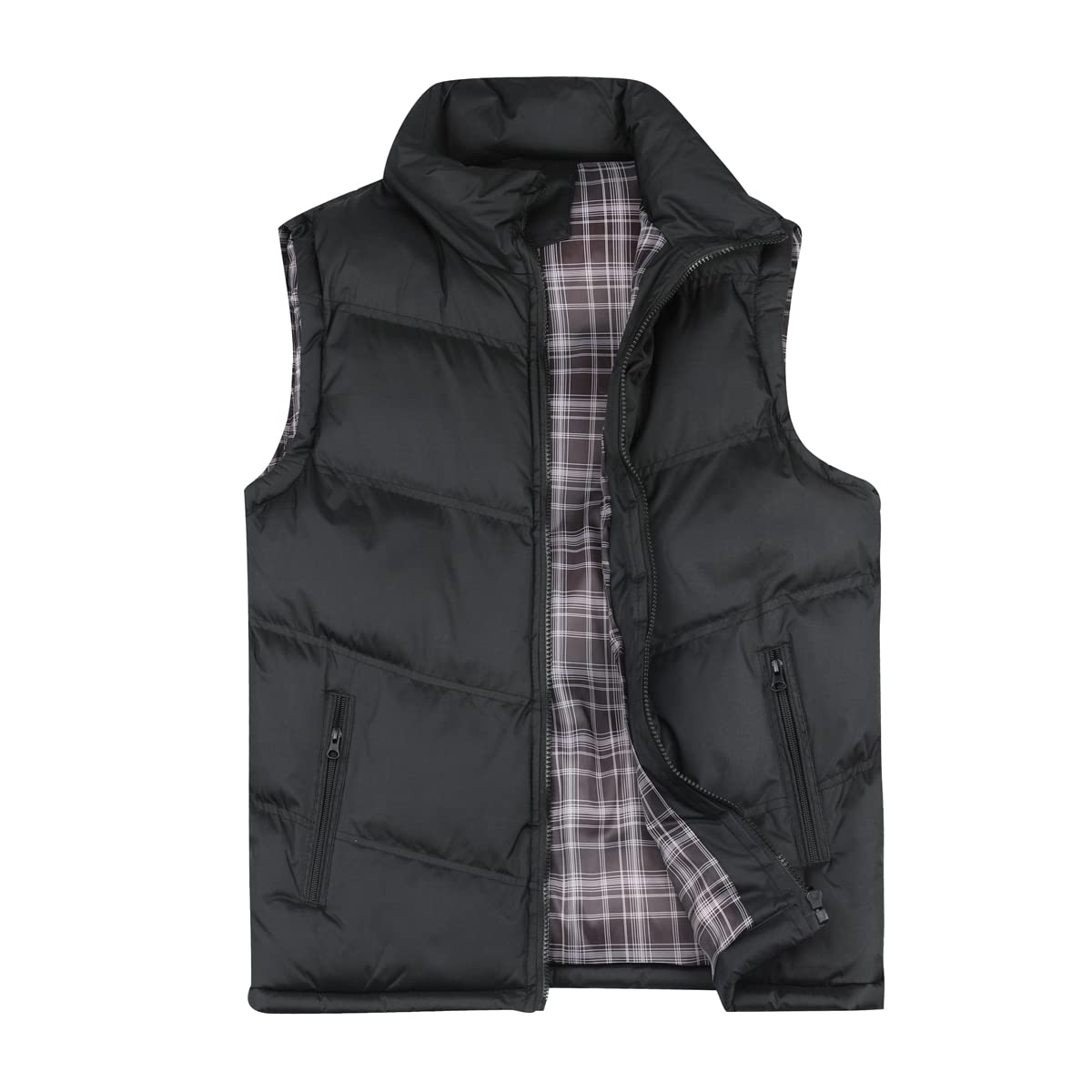 YOUTHUP Herren Steppweste Dicke Freizeit Winterweste Bodywarmer Outdoor Wärme Gilet Stehkragen, Schwarz, XS