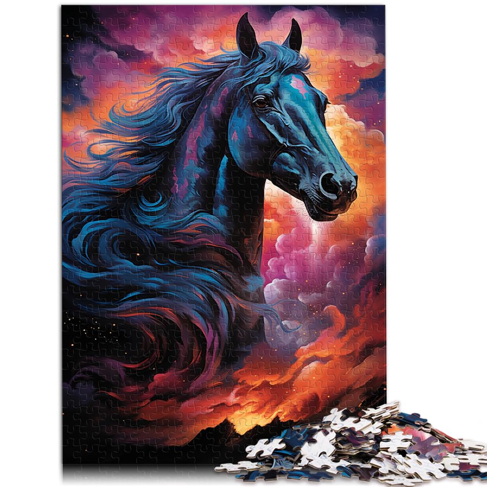 Puzzles Farbenfrohes und psychedelisches Galaxy Dark Horse Puzzle für Erwachsene mit 1000 Teilen, Holzpuzzle als Geschenk für die ganze Familie, 1000 Teile (50 x 75 cm)