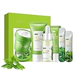 6-in-1-Hautpflege-Set, 6-in-1-Hautpflege-Set, Reiniger, Schlammmaske, Gesichtscreme, Schlafmaske, Serum, Augencreme, mit echtem grünem Tee, Tagescreme und Nachtfeuchtigkeitscreme, Geschenkset