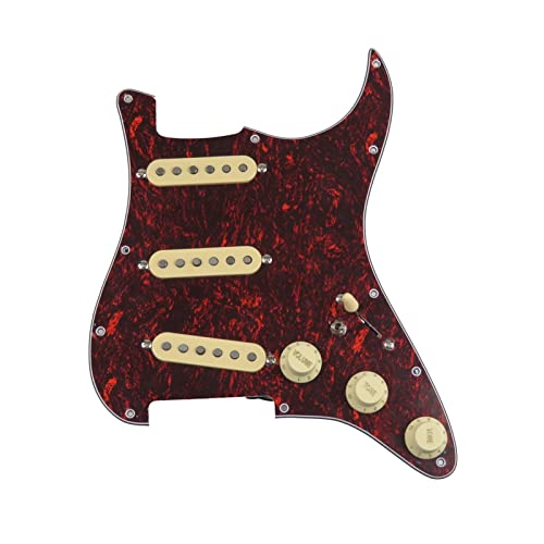 Geladenes Gitarren-Pickguard Geladene Pickguard-Pickups Gitarre-Alnico 5-Pickups SSS. Single Coils Pickups/Gelbe Pickupabdeckungen Set (Color : 10)