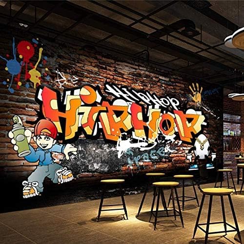 XLMING Backsteinmauer Graffiti Bar Internet Cafe Ballsaal Turnhalle 3D Tapeten Home Esszimmer Sofa Schlafzimmer Wohnzimmer TV Hintergrund-430cm×300cm