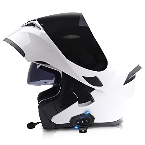 Klapphelm mit Bluetooth,Helm für Motorräder Integralhelme Flip-up Motorradhelm ECE-Zertifizierung Anti-Fog-Doppelspiegel Die Windgeräusche Leicht für Frauen Männer Unisex 57~64CM