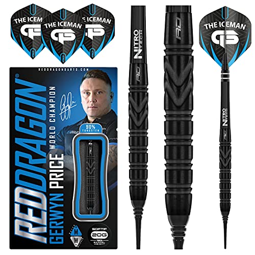 RED DRAGON Gerwyn Price Back to Black Softip 20g - Tungsten Darts Set mit Flights und Schäfte