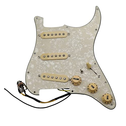 Geladenes Gitarren-Pickguard Geladene Pickguard-Pickups Gitarre-Alnico 5-Pickups SSS. Single Coils Pickups/Gelbe Pickupabdeckungen Set (Color : 06)