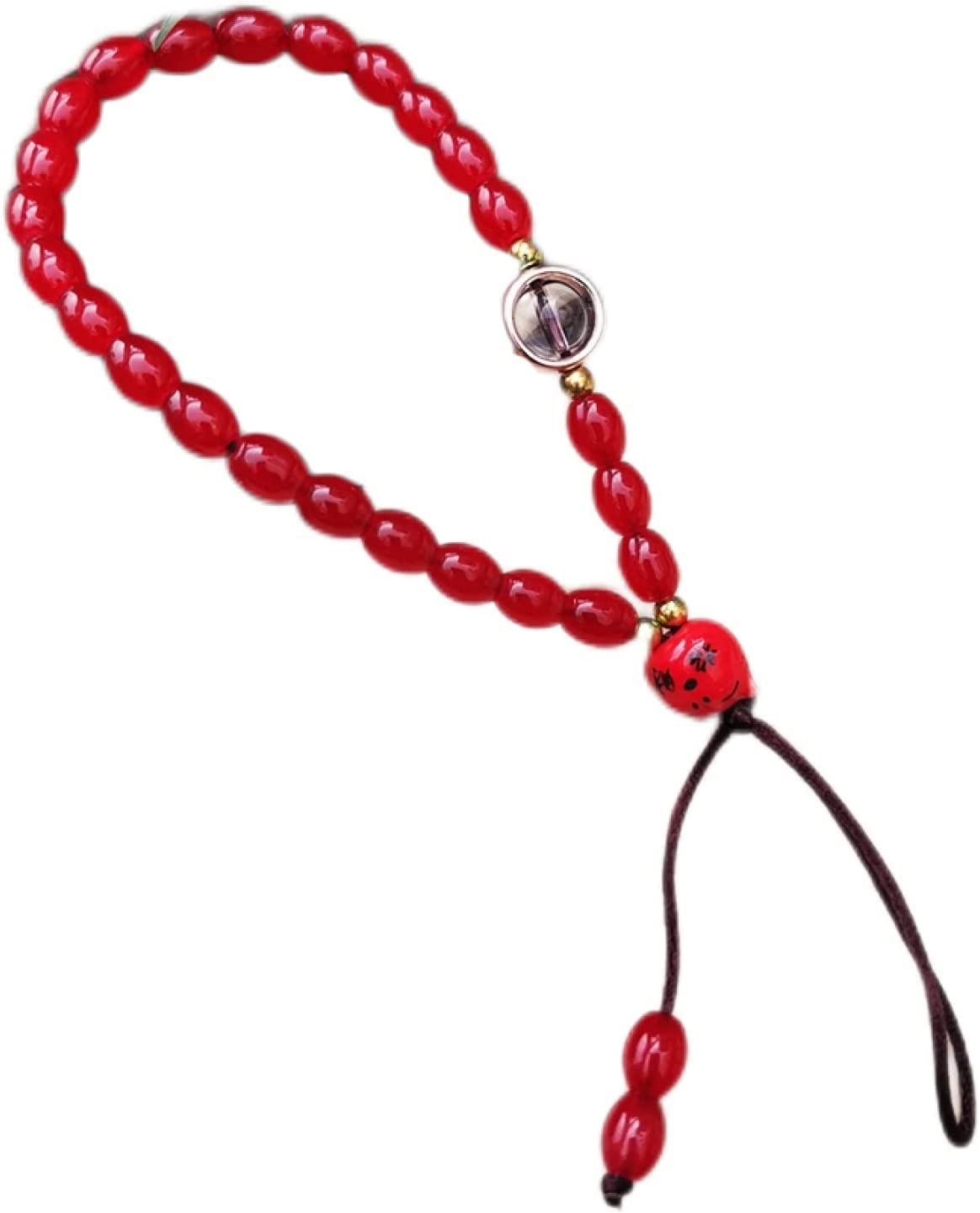 Handy-Lanyard-Gurt, Handgelenk-Lanyard, Handy-Lanyard, japanische Glückskatze, Perlen, Handy-Gurt, einfache Lanyard-Schnur for Frauen, Männer, Telefon, Schmuck, Geschenk (Color : Red, Size : 18cm) ( C