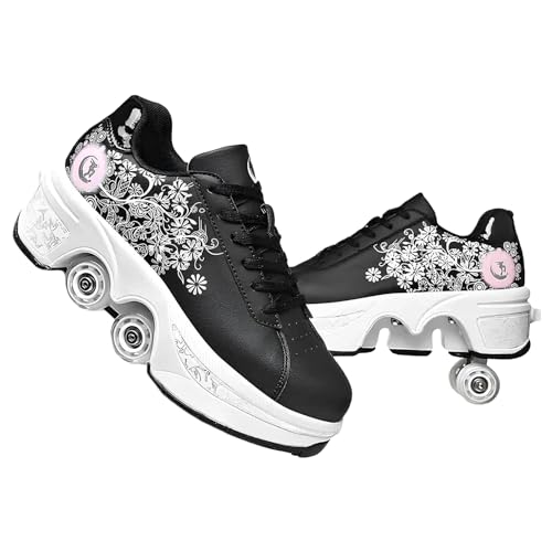 Pinkskattings@ Damen Und Mädchen Rollschuhe Skateboard Schuhe Kinderschuhe Mit Rollen Skate Shoes Rollen Schuhe Sportschuhe Laufschuhe Sneakers Mit Rollen Kinder