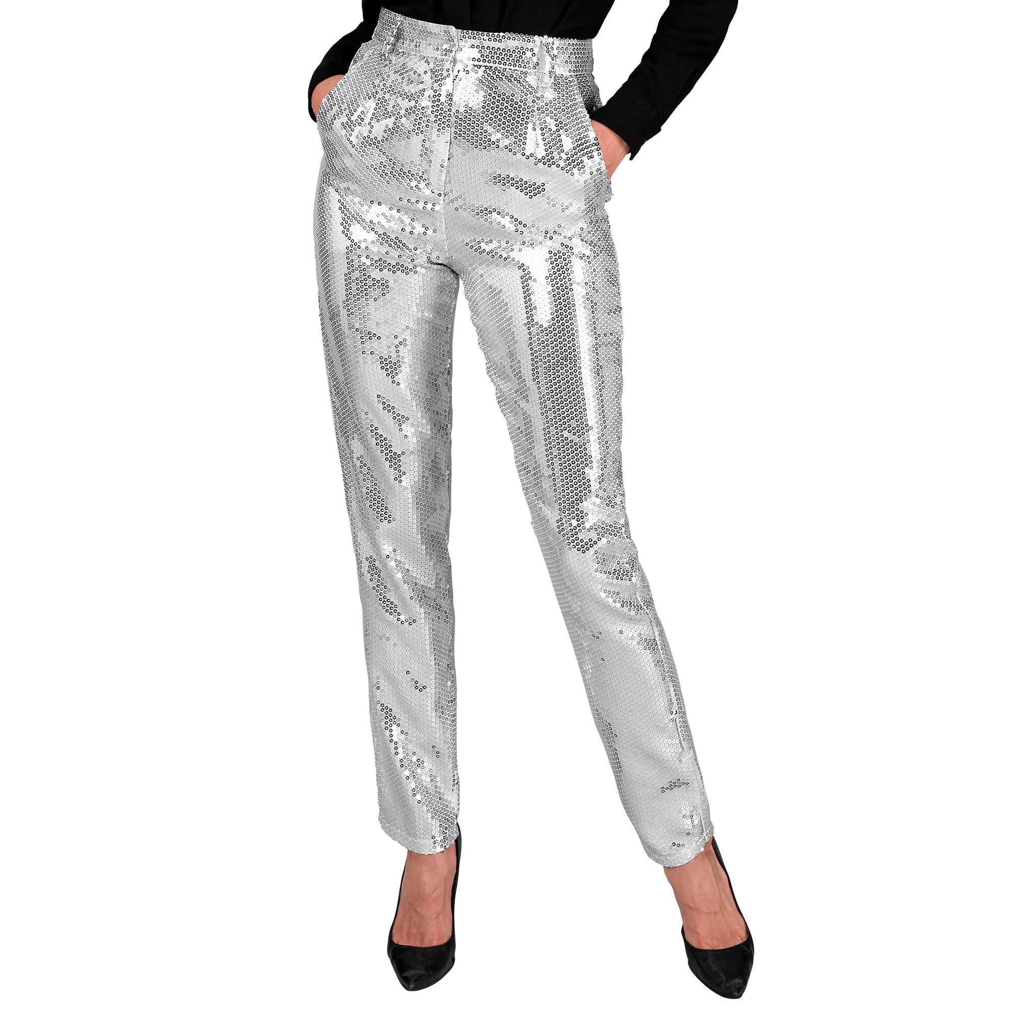 W WIDMANN MILANO Party Fashion - Party Fashion Paillettenhose für Damen, Disco Fever, Schlagermove, Damenhose