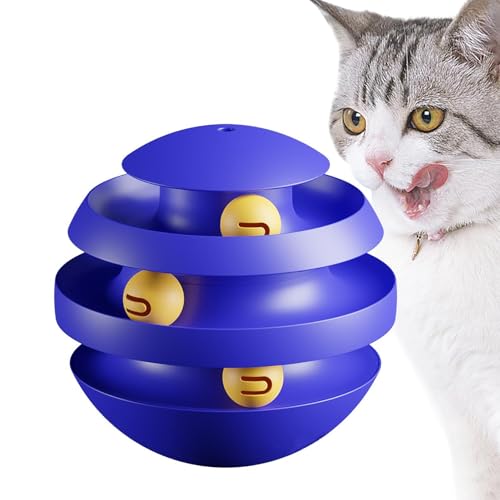 Xasbseulk Katzenballbahn - 3 Schichten Bewegliches Katzenspielzeug - Kreatives Katzenspielspielzeug, Katzenstimulationsspielzeug für Kätzchen, Spielzeit, Training