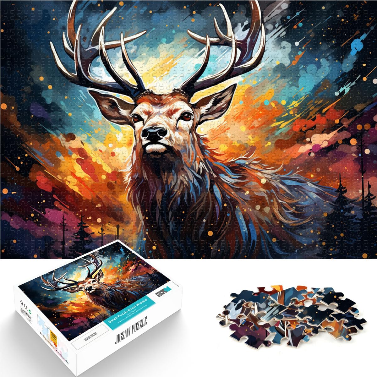 Puzzle, Fantasie-Elchkunst, 1000-teiliges Puzzle für Erwachsene, Holzpuzzle, anspruchsvoll, Aber unterhaltsam und humorvoll, 1000 Teile (50 x 75 cm)