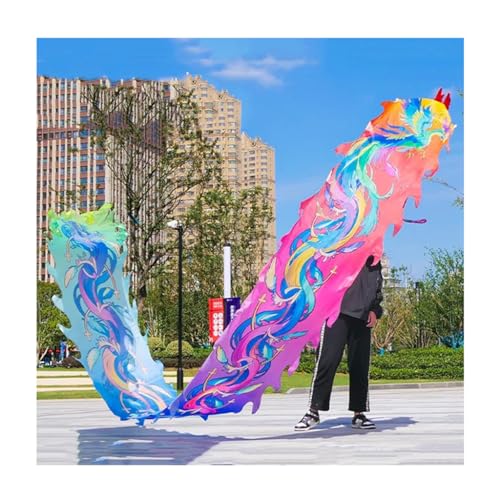 Drachenbänder, Tanzbänder, Dance Dragon Ribbon Streamer Outdoor Flinging Fitness Dragon Dance Wu Long 3D Dragon Ribbon Streamer mit Reisetasche(8m/26ft)