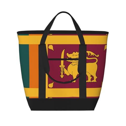 YQxwJL Einkaufstasche mit Sri Lanka-Flagge, großes Fassungsvermögen, isolierte Lunchtasche, wiederverwendbare Einkaufstasche mit Reißverschluss für Damen und Herren