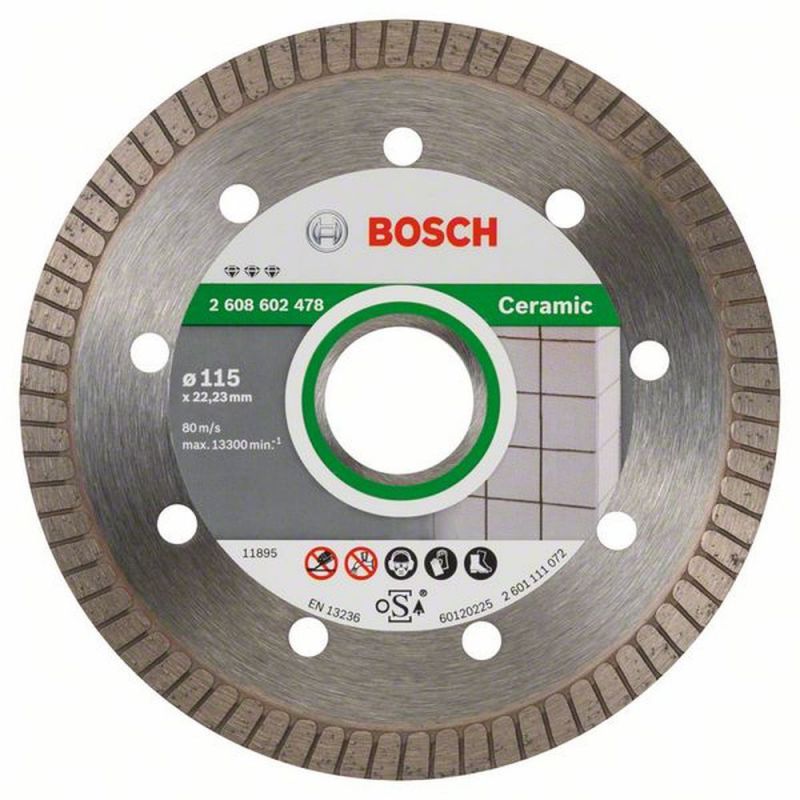 Bosch Diamanttrennscheibe Best for Ceramic Extra-Clean Turbo, 115 x 22,23 x 1,4 x 7 mm 2608602478