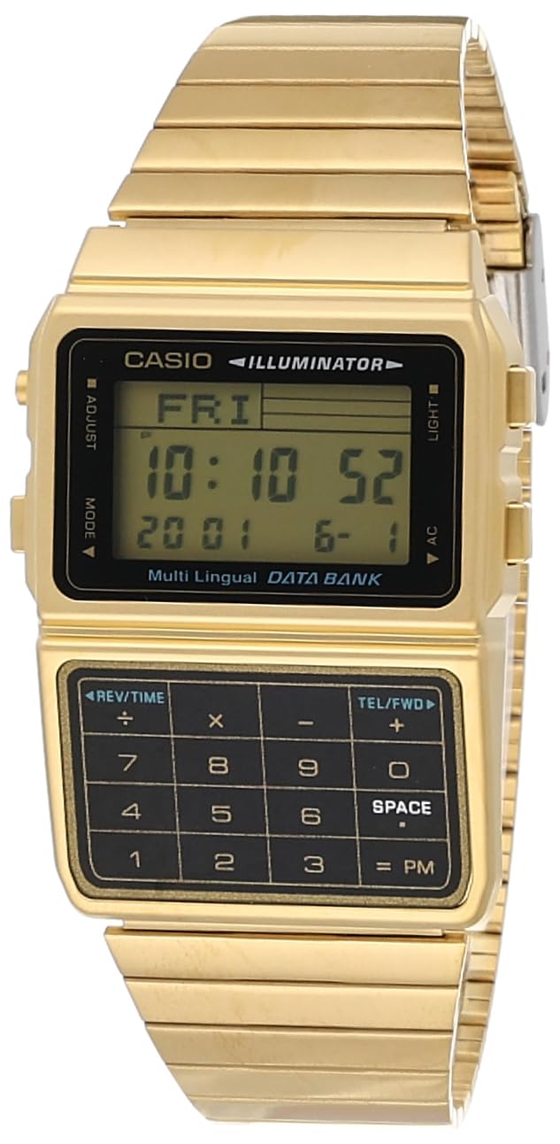 Casio Unisex-Armbanduhr Databank Digital Quarz Edelstahl beschichtet DBC-611G-1D