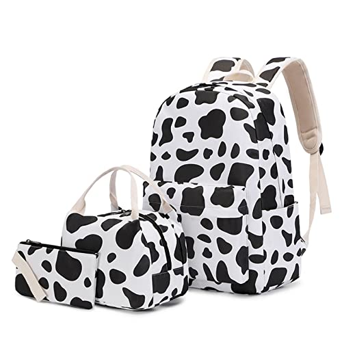 Schulrucksack Aufdruck Teenager Set Laptop Tagesrucksack Mittagessen Bleistiftbeutel Schultasche