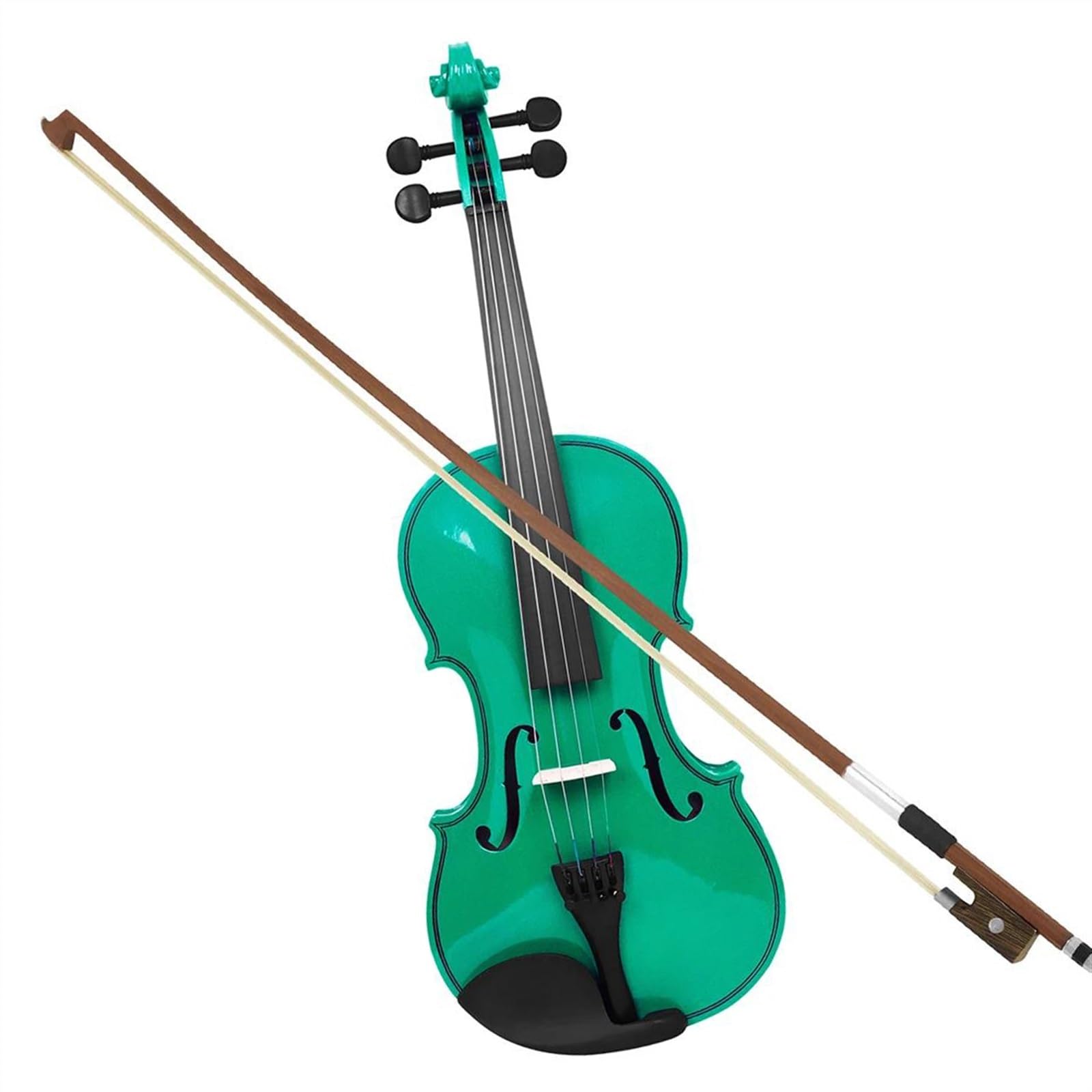 Standard Violine 4/4 Bunte Violine Massivholz Violine Set Professionelle Saiteninstrumente(Green Set)