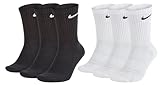 Nike 8 Paar Herren Damen Socken Lang Weiß oder Schwarz oder Weiß Grau Schwarz Set Paket Bundle, Farbe:Schwarz, Größe:46-50