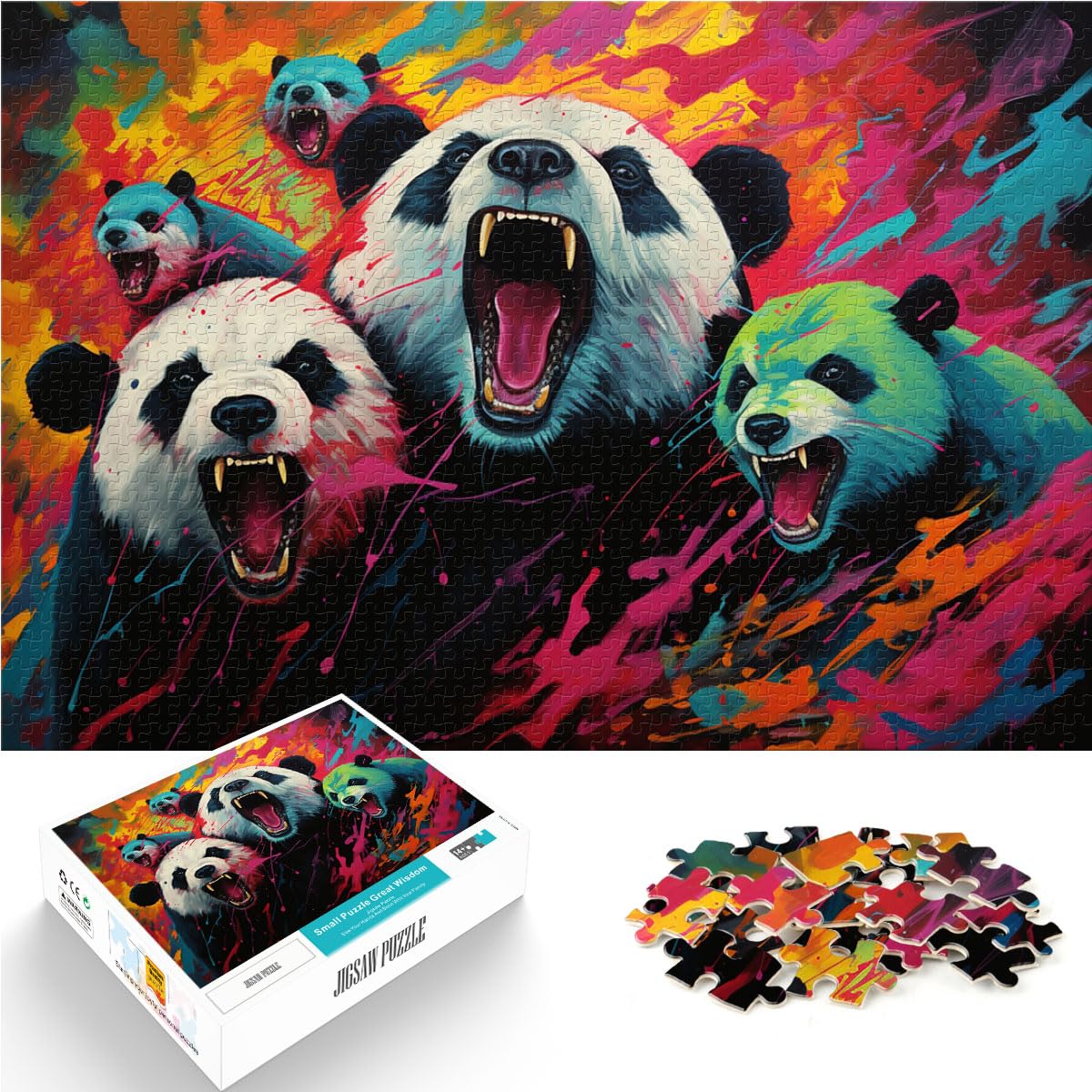 Puzzle Farbiger Panda 1000 Teile Puzzle für Erwachsene Holzpuzzle Jedes Teil ist einzigartig - Herausforderndes, unterhaltsames Familienspiel 1000 Teile (50 x 75 cm)