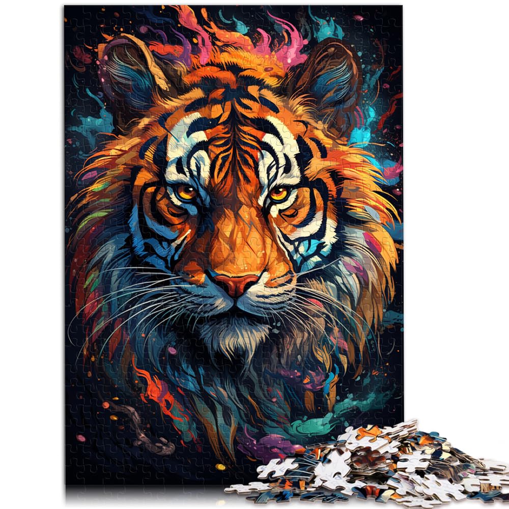 Puzzle, Gemälde eines bunten Tigers, Puzzle für Erwachsene, 1000 Teile, Holzpuzzle als Geschenk für die ganze Familie, 1000 Teile (50 x 75 cm)