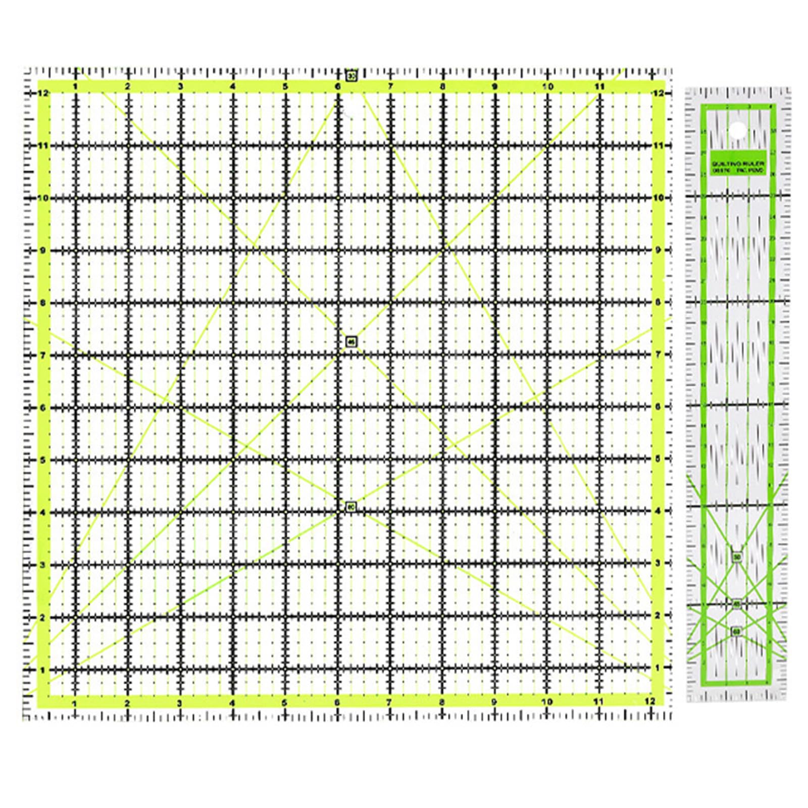 ZHENNB Quilt-Lineal, Patchwork-Lineal, quadratisch, mit farbigen Rastern, Linien, Stoffschneidelineal