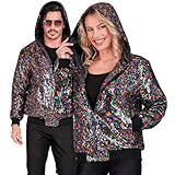 W WIDMANN MILANO Party Fashion - Party Fashion Bomberjacke mit Kapuze, Pailletten Jacke, Party Outfit, Disco