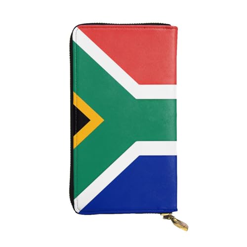 KadUe Südafrika-Flagge, Leder, modische Damengeldbörse, mehrere Fächer für Karten und Bargeld, Kreditkarten,, Schwarz , Einheitsgröße, Zeitgenössisch