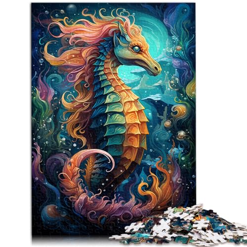 Spielzeug-Puzzle, farbenfrohes psychedelisches Seepferdchen, schwierige, anspruchsvolle Puzzles, 1000-teiliges Holzpuzzle, tolle Geschenke für die ganze Familie, 1000 Teile (50 x 75 cm)