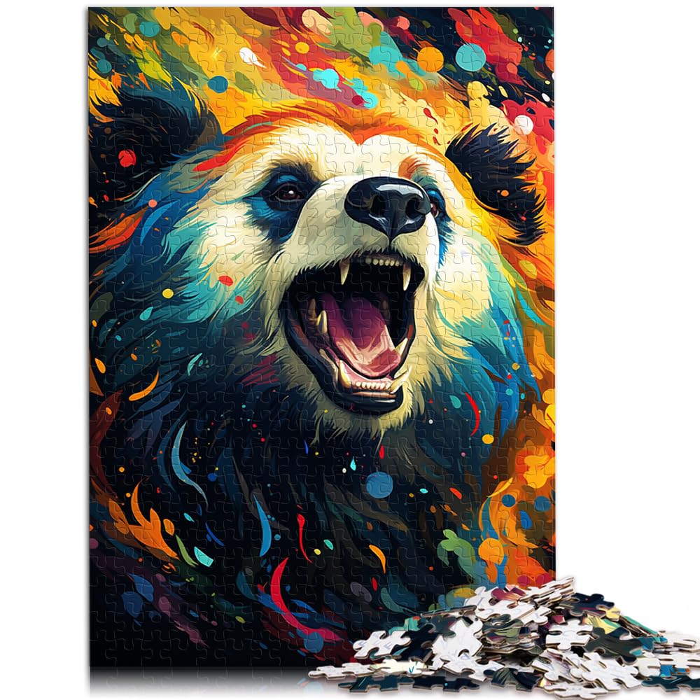 Puzzlespiel, farbenfrohes psychedelisches Gemälde, Panda, 1000-teiliges Puzzle, anspruchsvolles, unterhaltsames Spiel für die ganze Familie, 1000 Teile (50 x 75 cm)