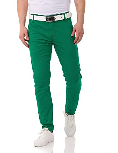 Cipo & Baxx Herren Chinohose Stretch Basic Baumwolle Slim Fit CD842 Grün W31 L32