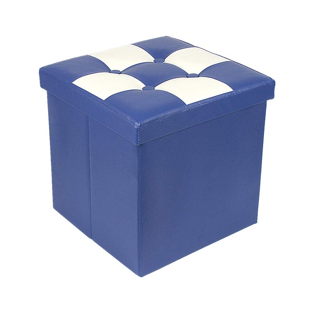 Rysmliuhan Shop sitztruhe mit stauraum sitzpuff Fußhocker Puffs graue Ottomane Hocker und Puffs Kleiner osmanischer Stauraum Hocker Aufbewahrung Fußschemel Blue