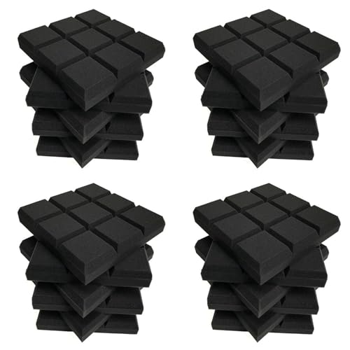 SICOSALT 24 Pack 30X30X5cm Akustik Schaum Platten, Abgeschrägte 9 Block Fliesen, Schall Platten Keile Schalldichte Schall Dämmung Absorbierend