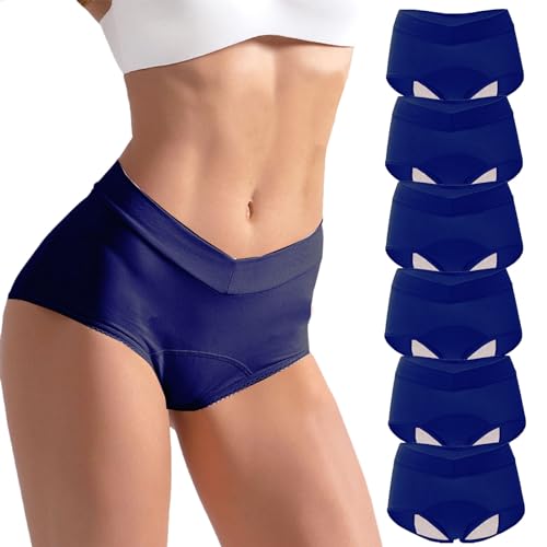 6pcs Perioden Bademode, GroßE V-Taille PeriodenunterschwäSche Starke Blutung, Hohe Taille Perioden Bademode Zum Schwimmen, Inkontinenzhose