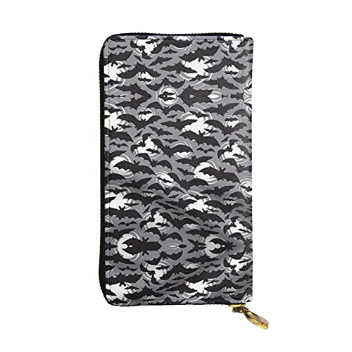 DMORJ Halloween Fledermaus grau Leder lange Clutch-Brieftasche: 19 x 10 cm bequem leicht wasserdicht langlebig schönes Geschenk, schwarz, Einheitsgröße, Schwarz , Einheitsgröße