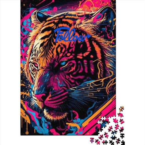 Tiger-Holzpuzzle für Teenager, Geschenke, Kunst-Puzzle für Erwachsene, 1000 Teile, ganze Familie und die 75 x 50 cm