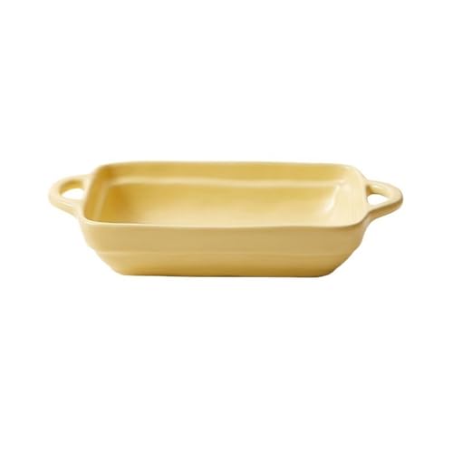 Auflaufform Keramik-Backform for Käse und Reis, Backform mit Doppelohren, Backform for den Heim-Mikrowellenherd, Speiseform, breite Spaghetti-Schale Backform(Yellow,7.6inch)