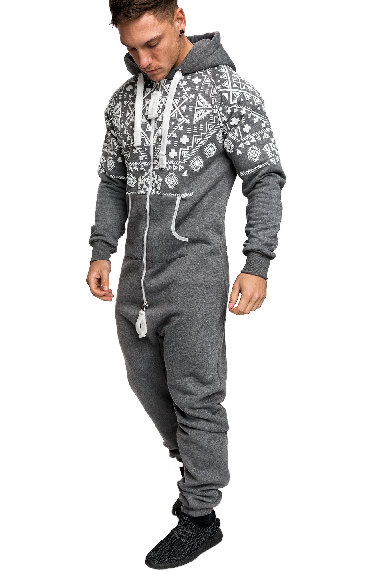 Amaci&Sons Herren Norweger Overall Jumpsuit Onesie Jogging Sportanzug Trainingsanzug Jogginganzug 3009 Anthrazit M