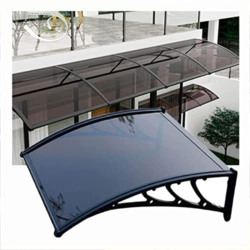 Markisenüberdachung für Terrassenveranda, Türüberdachung, Markise, Fenster-Regenschutz, Außenüberdachung, Gartenüberdachung, Terrasse, Vordertür, Veranda mit schwarzer Halterung aus Aluminiu