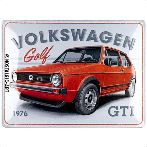 Nostalgic-Art Retro Blechschild, 30 x 40 cm, VW Golf – GTI 1976 – Volkswagen Bus Geschenk-Idee, aus Metall, Vintage-Design zur Dekoration