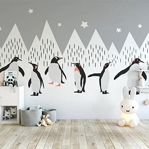 XLMING Cartoon Verschneiter Bergpinguin Tier 3D Tapete Home Dekoration Wohnzimmer Sofa Schlafzimmer Tv Hintergrund Wand-150cm×105cm