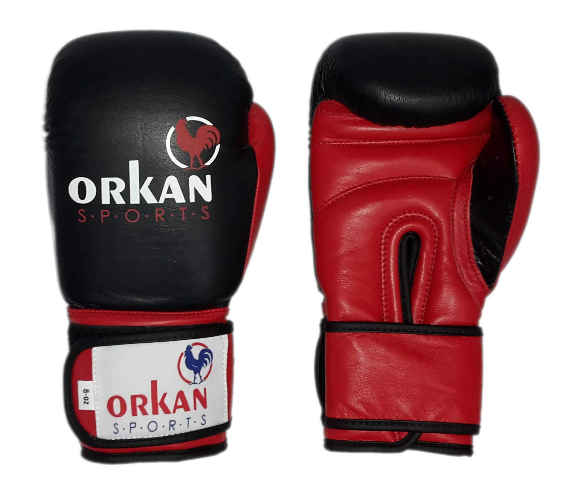 Orkansports Leder Boxhandschuhe Berlin-Style schwarz/rot 8oz