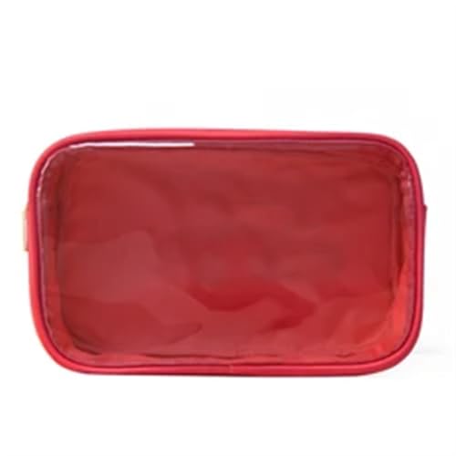 Transparenter Kulturbeutel Durchsichtiger Reise-Aufbewahrungs-Organizer, Make-up-Kosmetiktasche, transparenter, wasserdichter Kulturbeutel(Color:Red,Size:M)