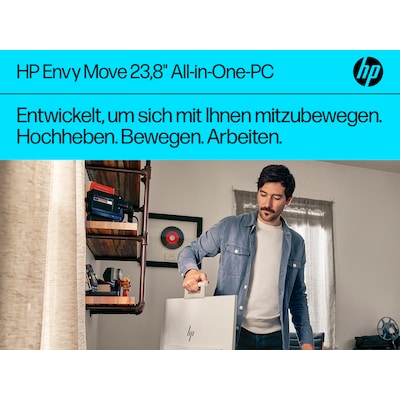 HP Envy Move All-in-One PC, 23,8" QHD-Touchscreen, Intel Core i5-1335U, 16 GB DDR5 RAM, 512 GB SSD, Intel UHD Graphics, Windows 11 Home, Weiß, inkl. 25 GB Dropbox-Speicher für 12 Monate