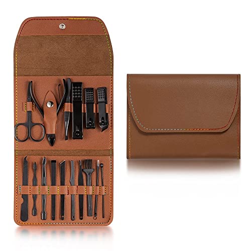 OPKDE Nagelschneider-Set, Edelstahl, Nagelknipser-Set mit faltbarer Tasche, Maniküre-Schneider-Kits, Schere, Make-up, Beauty-Werkzeuge (rot)