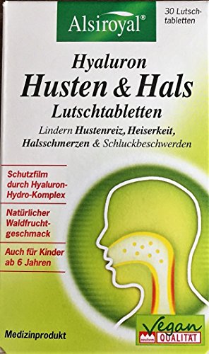 Alsiroyal Hyaluron Husten & Hals Lutschtabletten, Doppelpack (2 x 30 Lutschtabletten)