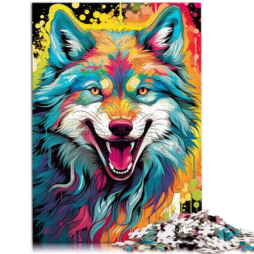 Puzzles für psychedelische Farbmalerei, Wolf, Puzzles für Erwachsene, 1000-teiliges Holzpuzzle, Geburtstagsgeschenk, Geschenke für 1000 Teile (50 x 75 cm)