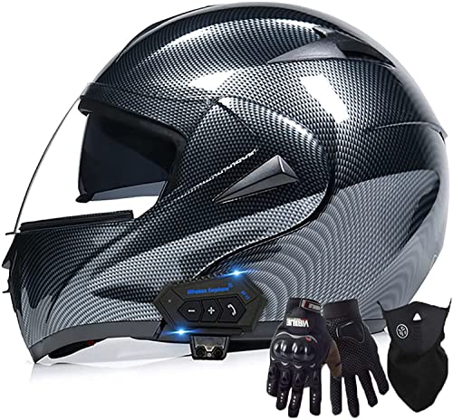 Motorradhelme Modularer Klapphelm,Integrierter Bluetooth-Helm Motorrad Full Face Helm Rollerhelm,DOT/ECE-Zertifizierung Doppelspiegel Motorradhelm Für Damen Und Herren