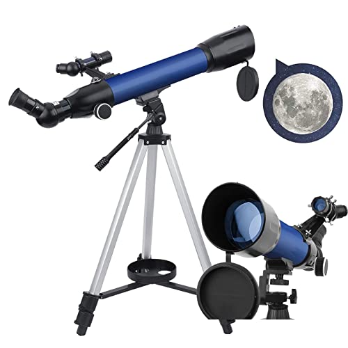 Teleskop für Erwachsene, Kinder und Anfänger, 60 mm Öffnung, 500 mm Brennweite, professionelles Astronomie-Refraktor-Teleskop, tragbares Teleskop mit verstellbarem Stativ aus Edels(