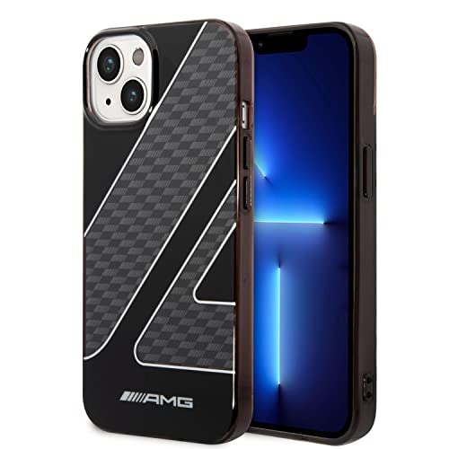 CG MOBILE AMG Transparent Doppellagige Schutzhülle mit Karierte Flagge Muster Crystal Case Bumper Schutz Explosion Anti-Fall Anti-Kratzer Kompatibel mit iPhone 14 Pro 6,1 Zoll (Schwarz)