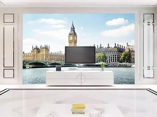 tyujlkjddlf Tapete Wandbild 3D Benutzerdefinierte Architektonisches Landschaftsplakat, London, Großbritannien, Big Ben-Nachtansicht, Dekorative Wandverkleidung-400Cmx280Cm